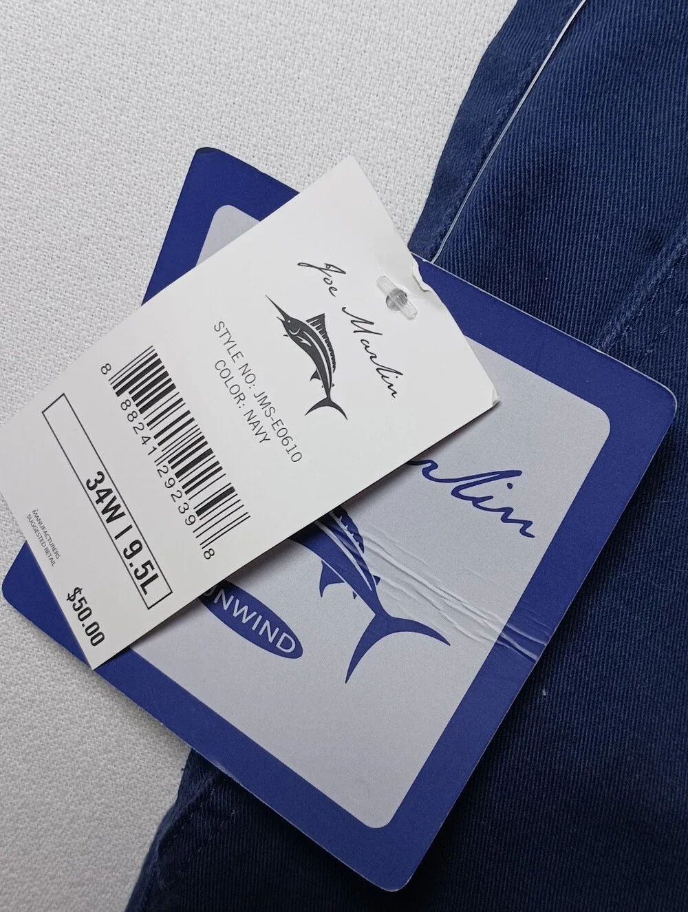 Joe Marlin Mens Relaxed Fit Chino Shorts 34 Navy Blue 9.5
